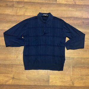 Perry Ellis Mens Navy Long Sleeve Silk/Cotton Blend Sweater Shirt Size XL